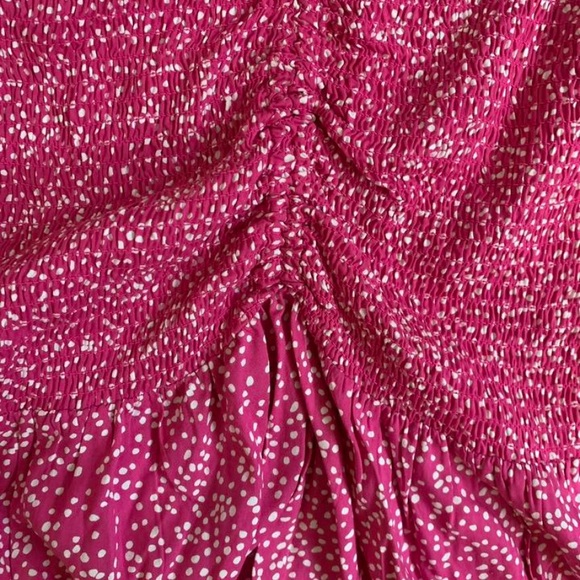 Japna Pink Polka Dot Ruched Midi Dress - Size Large - EUC - Picture 3 of 5